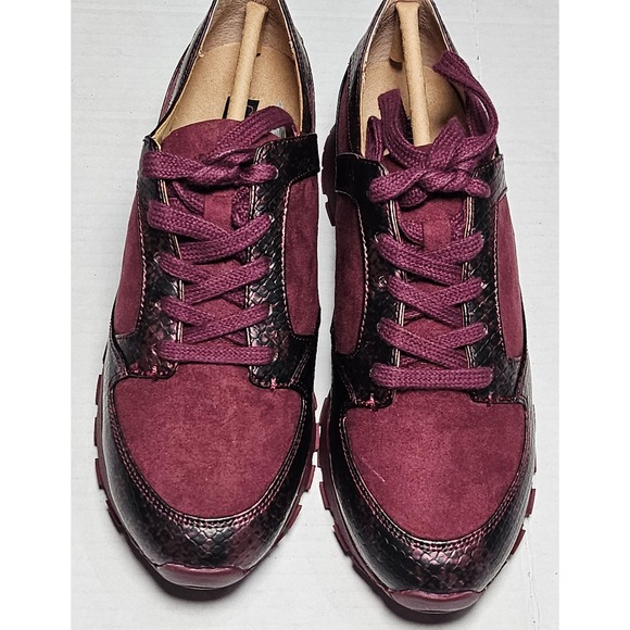 G.I.L.I. Shoes - GILI GI-Janna Burgundy Combo Snake Print Lace Up Fashion Sneakers‎ Womens 5.5M